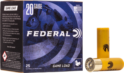 FEDERAL GAME LOAD 20GA 2.75″ – 7/8OZ #6 1210FPS 250RD CASE
