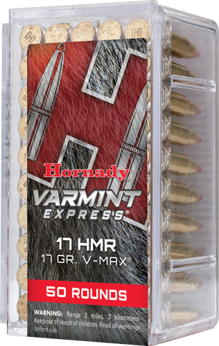 HORNADY 17HMR 17GR V-MAX – 2550FPS 50RD 40BX/CS