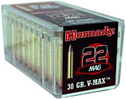 HORNADY 22WMR 30GR V-MAX – 2200FPS 50RD 40BX/CS