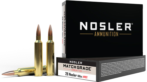 NOSLER MATCH GRADE 28 NOSLER – 168GR CUSTOM HPBT 20RD 10BX/C