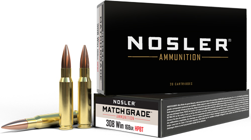 NOSLER MATCH 308 WIN 168GR – CUSTOM COMP HPBT 20RD 10BX/CS