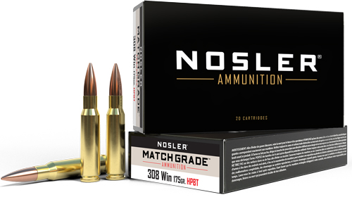 NOSLER MATCH 308 WIN 175GR – CUSTOM COMP HPBT 20RD 10BX/CS