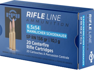 PPU 6.5X54 MANNLICHER SHONAUER – 156GR. JSP-RN 20RD 10BX/CS