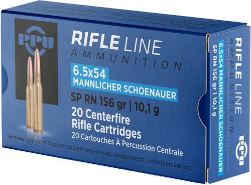 PPU 6.5X54 MANNLICHER SHONAUER – 156GR. JSP-RN 20RD 10BX/CS