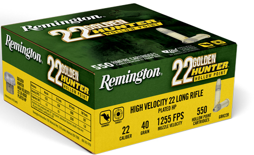 REMINGTON GOLDEN HUNTER 22LR – 40GR PLATED HP 550RD 12BX/CS