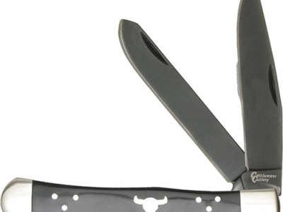 ABKT CATTLEMANS CUTLERY BLACK – ANGUS TRAPPER 2-BLADE FOLDER