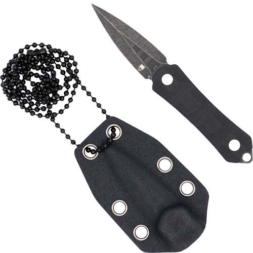 COBRATEC GUARDIAN NECK KNIFE – 1.99″ D2 STONEWASH DAGGER W/SH