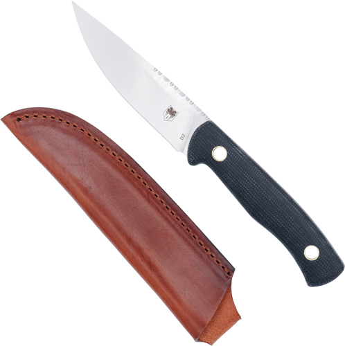 COBRATEC KOONSMAN 4″ FIXED BLD – BLACK D2 W/LEATHER SHEATH