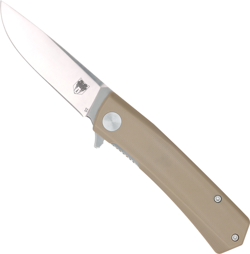 COBRATEC SERPENT FOLDER 3″ – SS/TAN D2 BLADE G-10 SCALES