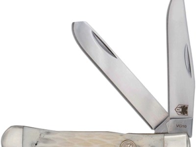 COBRATEC TRAPPER TWO BLADE – G-10 WHITE BONE SS SLIP JOINT