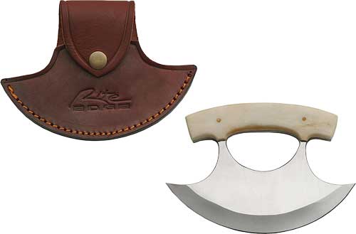 SZCO RITE EDGE 6″ BONE HANDLE – ULU W/LEATHER SHEATH