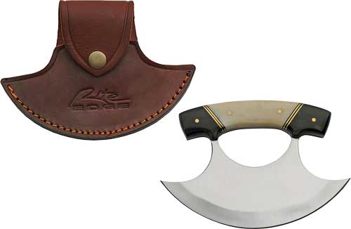 SZCO RITE EDGE 6″ HORN & BONE – HANDLE ULU W/LEATHER SHEATH