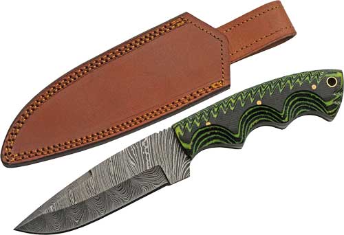 SZCO RITE EDGE 5″ TREE RIDGE – MICARTA DAMASCUS CP W/SHEATH