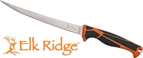 MC ELK RIDGE TREK 7″ FILLET – KNIFE WITH SHEATH BLK/ORG/SS