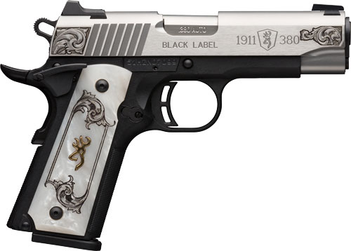 BROWNING 1911-380 SS/ENGRAVED – 380ACP FS 3.58″ WHITE PEARL