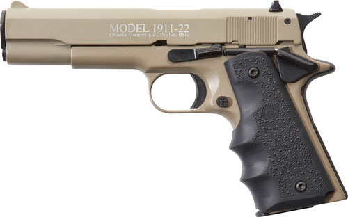 CHIAPPA 1911-22 22LR 5″ FS – 10RD TAN/RUBBER
