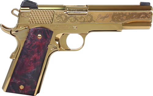 IVER JOHNSON EAGLE NOBLE WP – 1911 45ACP 8RD GOLD/EX. WOOD