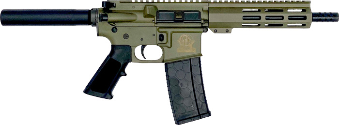 GLFA AR15 PISTOL 223 WYLDE – 7.5″ NITRIDE BARREL OD GREEN