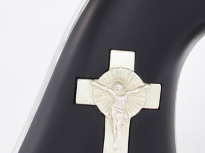 CIMARRON HOLY SMOKER 45LC FS – 4.75″ WHITE/SILVER CROSS BLACK