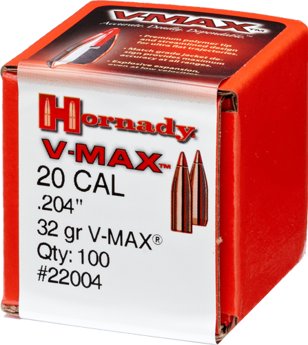 HORNADY BULLETS 20 CAL .204 – 32GR V-MAX 100CT 40BX/CS