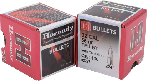 HORNADY BULLETS 22 CAL .224 – 55GR FMJ-BT 100CT 40BX/CS