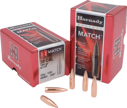 HORNADY BULLETS 30 CAL .308 – 168GR JHP-BT 100CT 15BX/CS