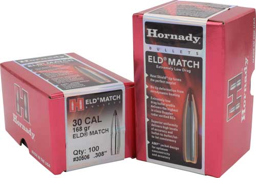 HORNADY BULLETS 30CAL .308 – 168GR ELD-MATCH 100CT 15BX/CS