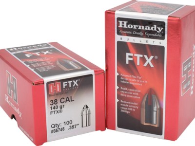 HORNADY BULLETS 38 CAL 357 – 140GR FTX 100RD 15BX/CS
