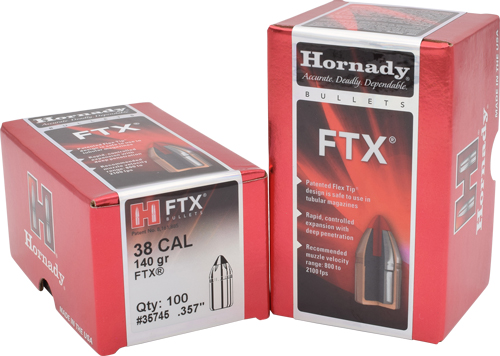 HORNADY BULLETS 38 CAL 357 – 140GR FTX 100RD 15BX/CS