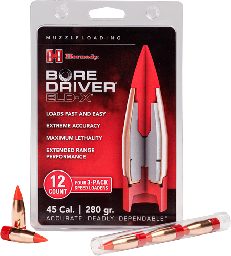HORNADY 45CAL BORE DRIVER – 280GR ELD-X 12CT 10BC/CS