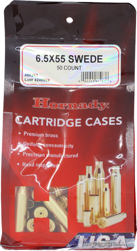 HORNADY UNPRIMED CASES 6.5X55 – SWEDISH 50 PACK 5PK/CS