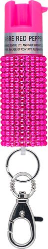 SABRE JEWELED PEPPER SPRAY W/ – SNAP CLIP/TWIST LOCK PINK