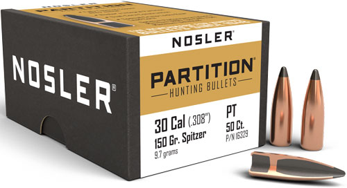 NOSLER BULLETS 30 CAL .308 – 150GR PARTITION 50CT