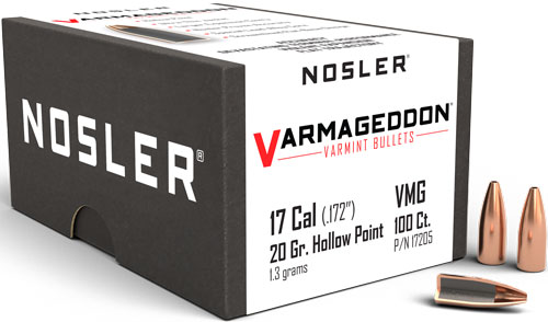 NOSLER BULLETS 17 CAL .172 – 20GR VARMAGEDDON FBHP 100CT