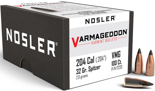 NOSLER BULLETS 20 CAL .204 – 32GR VARMAGEDDON TIPPED 100CT