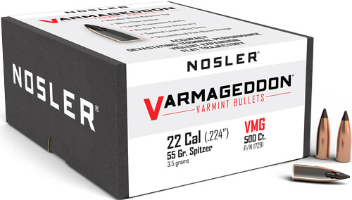NOSLER BULLETS 22 CAL .224 – 55GR VARMAGEDDON TIPPED 500CT