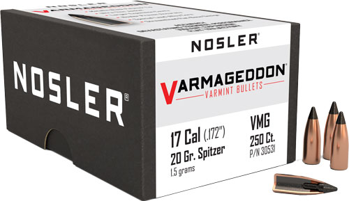 NOSLER BULLETS 17 CAL .172 – 20GR VARMAGEDDON TIPPED 250CT