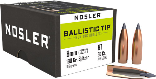NOSLER BULLETS 8MM .323 – 180GR BALLISTIC TIP 50CT