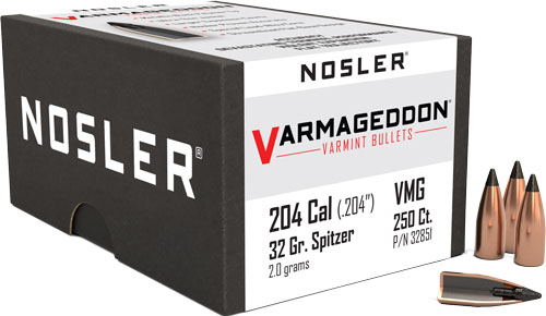 NOSLER BULLETS 20 CAL .204 – 32GR VARMAGEDDON TIPPED 250CT