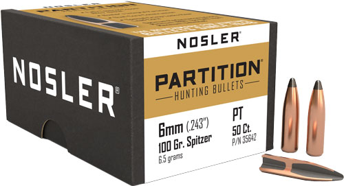 NOSLER BULLETS 6MM .243 – 100GR PARTITION 50CT