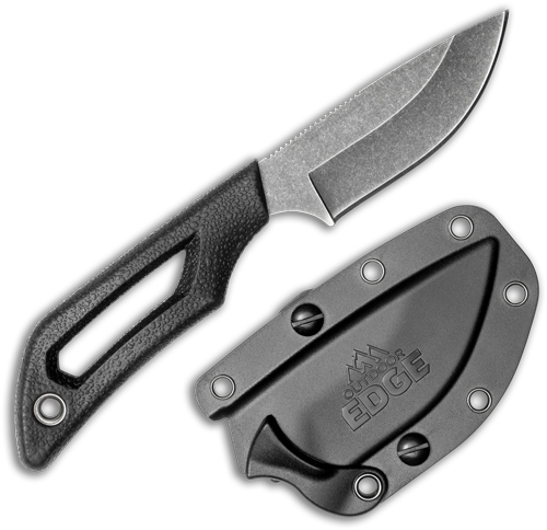 OUTDOOR EDGE PIVOT 2.5″ FIXED – DP PNT BLCK/STNWSH SS W/SHEATH