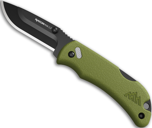 OUTDOOR EDGE RAZOR-MINI 2.2″ – OD GREEN PMS W/2 BLACK DP BLDS