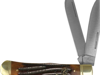 ABKT ROPER DOUBLE ACTION LOCK – BACK TRAPPER 3.25″ COFFEE HNDL