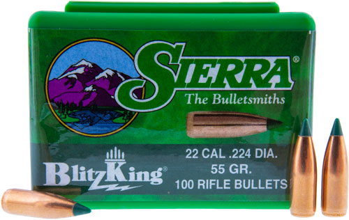 SIERRA BULLETS .22 CAL .224 – 55GR BLITZKING 100CT
