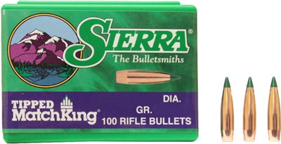 SIERRA BULLETS .22CAL .224 – 77GR TIPPED MATCH KING 100CT