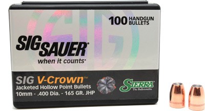 SIERRA BULLETS 10MM .400 – 165GR JHP SIG V-CROWN 100CT