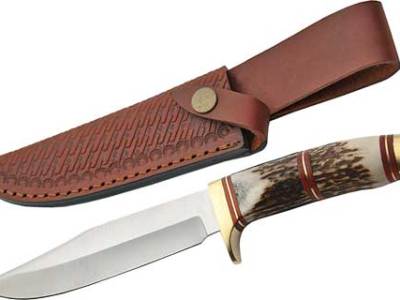 SZCO STEEL STAG 5.75″ STEEL – WOLF STAG HUNTER W/SHEATH