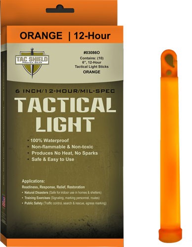 TAC SHIELD TACTICAL LIGHT – STICK 12 HOUR 6″ ORANGE 10PK