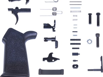 GUNTEC COMPLETE LOWER PARTS – KIT AR15 W/ ERGONOMIC GRIP
