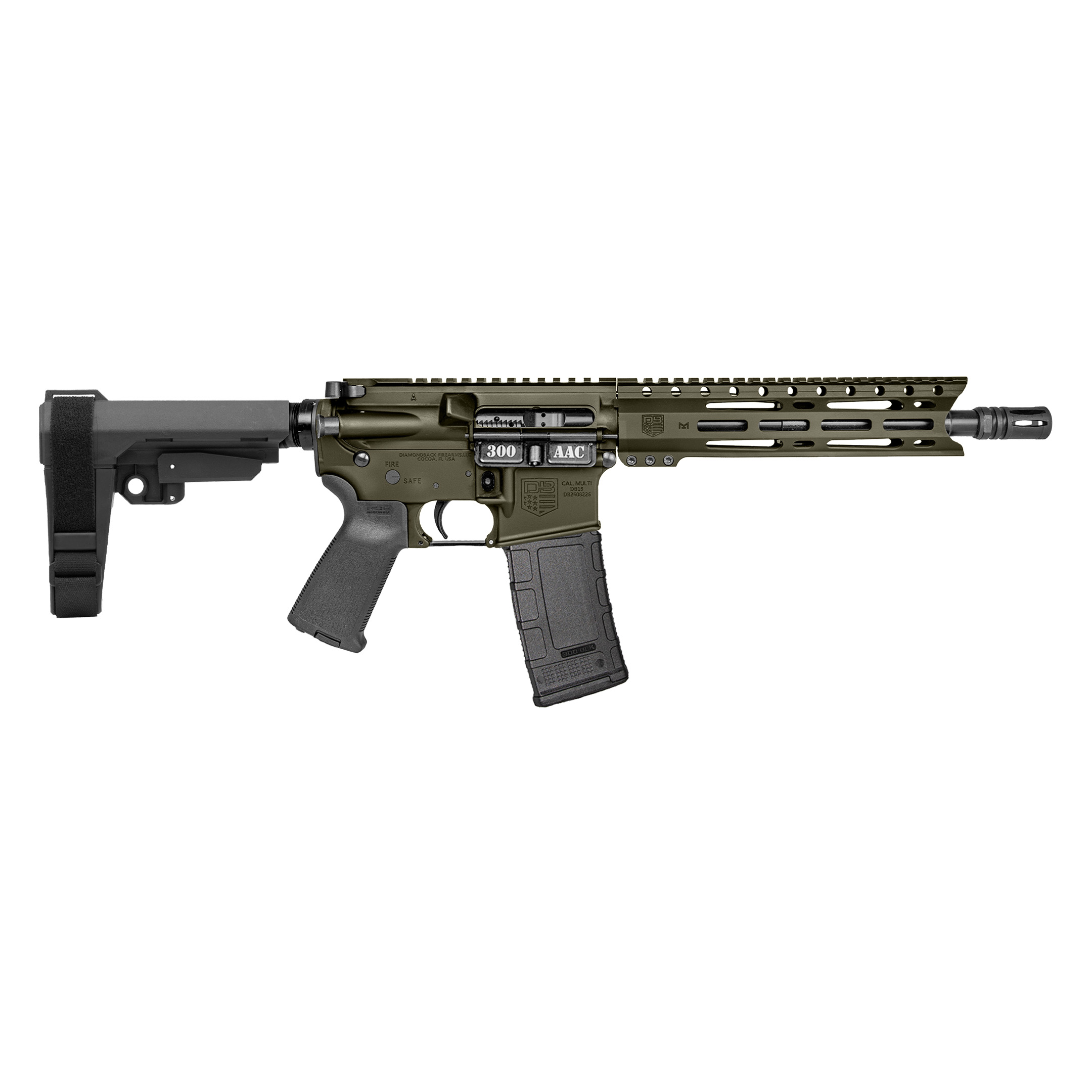 DIAMONDBACK FIREARMS DB-15 PIST 300BLK ODG 10″ SBA3